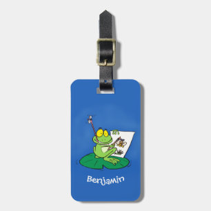 Étiquette À Bagage Caricature amusante de grenouille verte