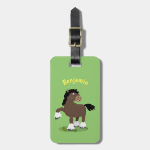 Étiquette À Bagage Caricature de cheval de trait de Cute Clydesdale