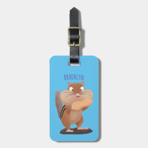 Étiquette À Bagage Caricature de chipmunk à grosses joues mignonnes