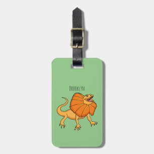 Étiquette À Bagage Caricature de lézard à col frisé orange