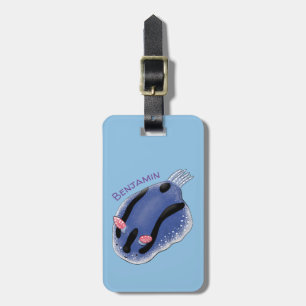 Étiquette À Bagage Caricature de nudibranche bleu mignon
