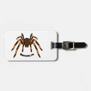 Étiquette À Bagage Caricature déplaisante de tarantule brun et orange