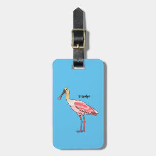 Étiquette À Bagage Caricature d'oiseau de spatule de rose