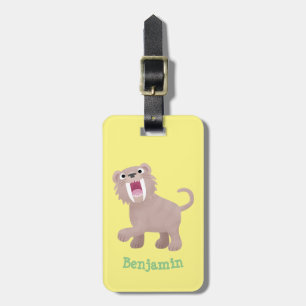 Étiquette À Bagage Caricature du tigre mignon Saber Toothed Smilodon