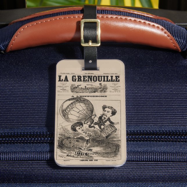 Étiquette À Bagage Caricature Française Du Ballooniste En Ballon À Ai (Insitu Rectoal 2)