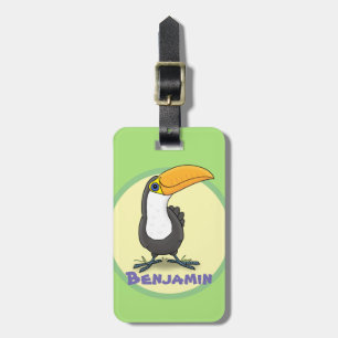 Étiquette À Bagage Caricature joyeux et souriante toucan
