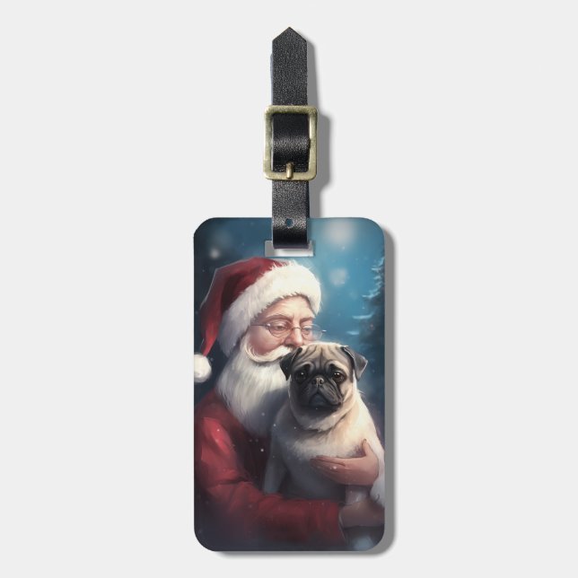 Étiquette À Bagage Carlin Avec Noël Festif Du Père Noël (Devant Vertical)