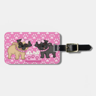 Étiquette À Bagage Carlin Cuties Bandes et pattes roses - Personnalis