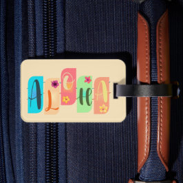 Étiquette À Bagage Carreaux Aloha colorés Salutation
