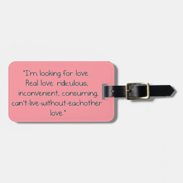 Étiquette À Bagage Carrie Bradshaw : "Je recherche l'amour " (Devant horizontal)