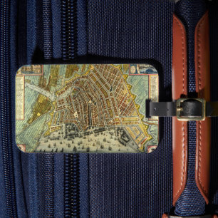Étiquette À Bagage Carte antique de la rue d'Amsterdam, Pays-Bas