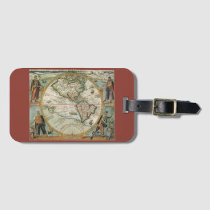 Étiquette À Bagage Carte antique du Nouveau Monde les Amériques, Theo