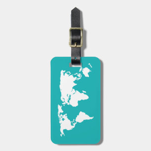 Étiquette À Bagage carte bleu turquoise