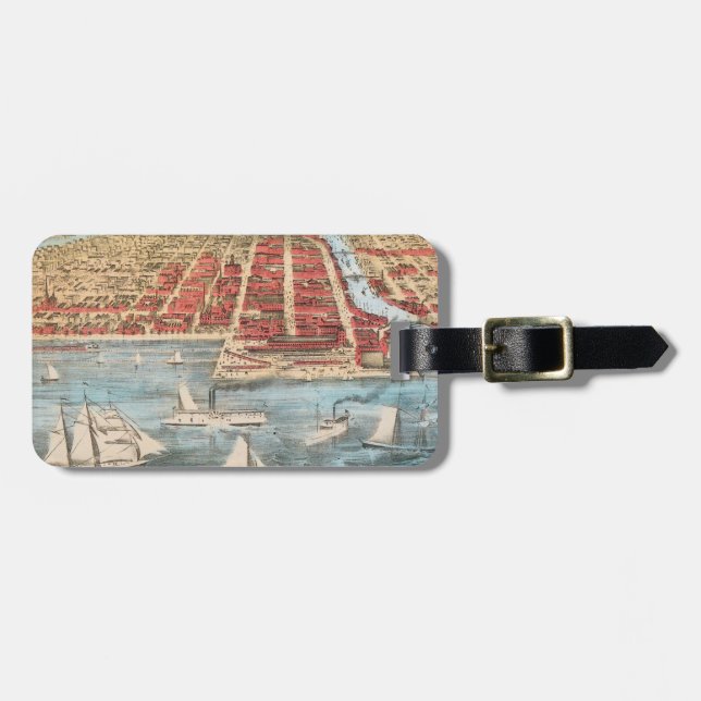 Étiquette À Bagage CARTE : CHICAGO, c1857 (Devant horizontal)