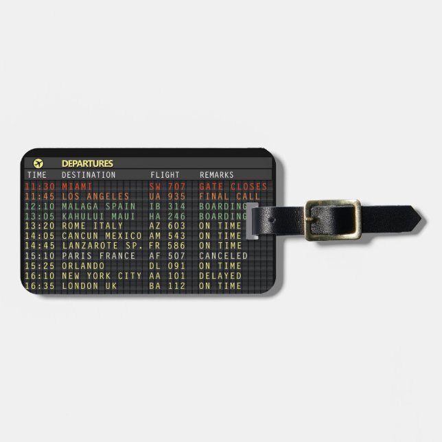 Étiquette À Bagage Carte d'aéroport (personnalisable) (Devant horizontal)