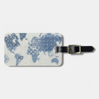 Carte de batik de bleu d'indigo du monde