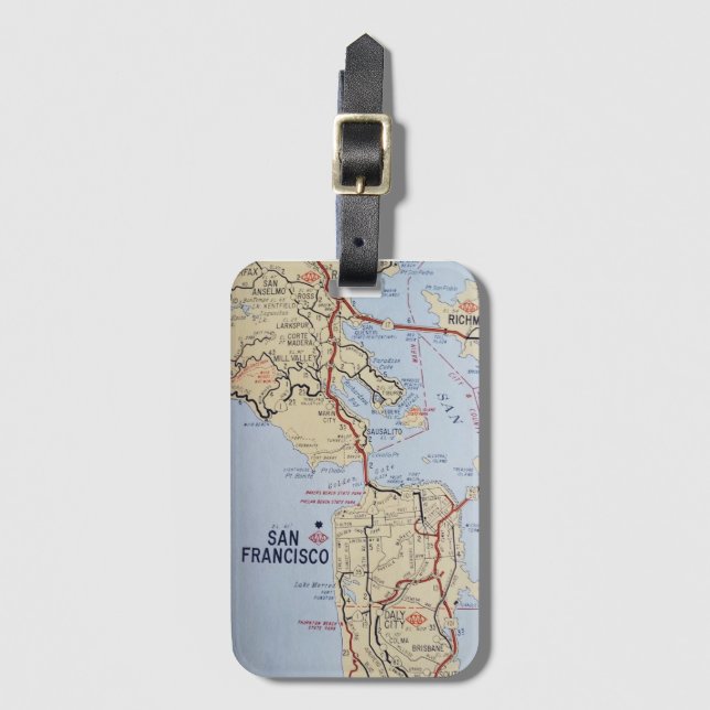 Étiquette À Bagage Carte de la région de San Francisco  (Devant Vertical)