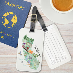 Étiquette À Bagage Carte de l'état de la Californie