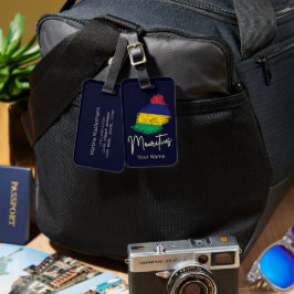 Étiquette À Bagage Carte de l'île Maurice Drapeau Vintage Océan Indie