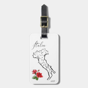 Étiquette À Bagage *~* Carte de l'Italie Italia Langue Italienne Rose