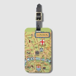 Étiquette À Bagage Carte de Londres Angleterre illustrée de manière c