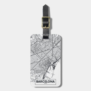 Étiquette À Bagage Carte de ville de Barcelone, Espagne  