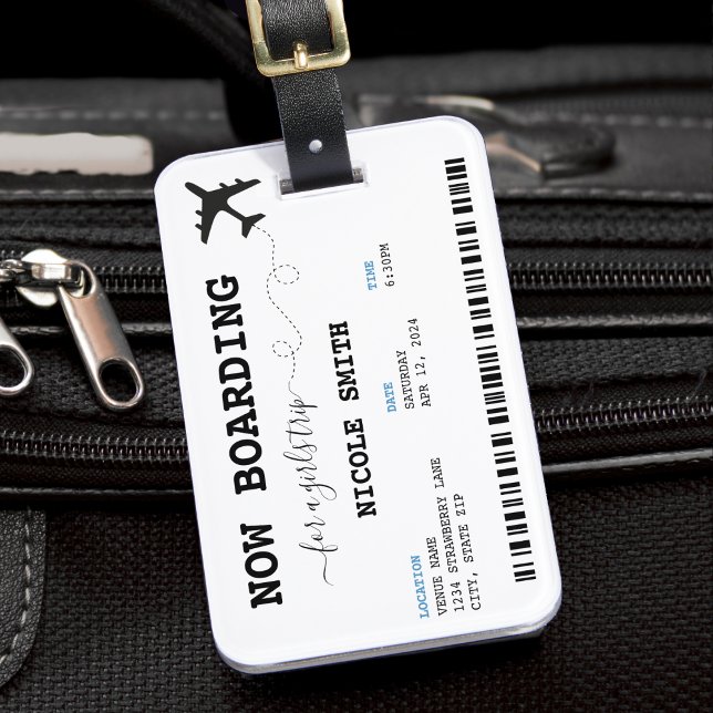 Étiquette À Bagage Carte d'embarquement Filles Voyage Famille Vacance (Boarding Pass Girls Trip Family Vacation Luggage Tag)