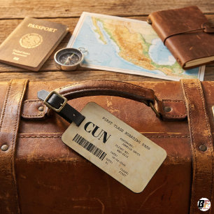 Étiquette À Bagage Carte d'embarquement Première Classe Vintage CUN C