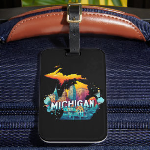 Étiquette À Bagage Carte d'état Retro Vintage Michigan