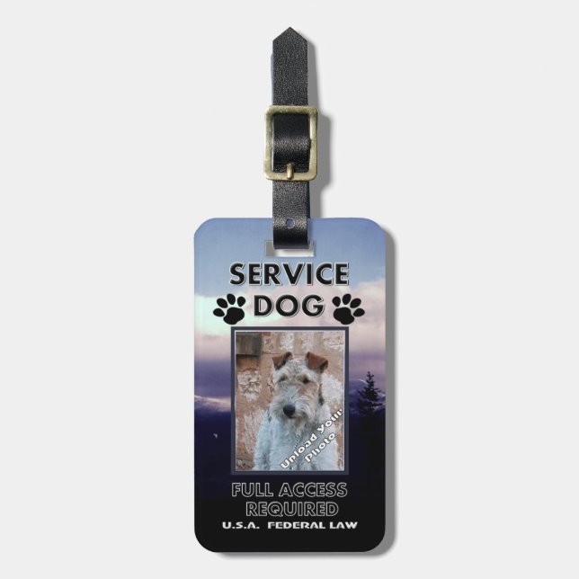 Étiquette À Bagage Carte d'identité à photo pourpre de chien de (Devant Vertical)