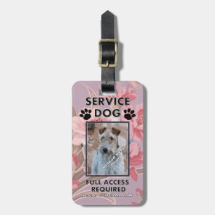 Étiquette À Bagage Carte d'identité à photo rose de chien de service