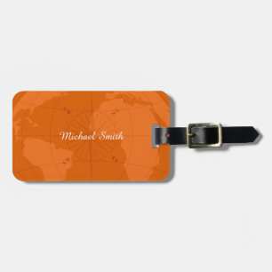 Étiquette À Bagage Carte d'Orange World avec le monogramme de rose de