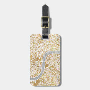 Étiquette À Bagage Carte dorée de ville de Londres