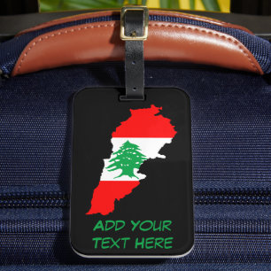 Étiquette À Bagage Carte du Liban avec drapeau