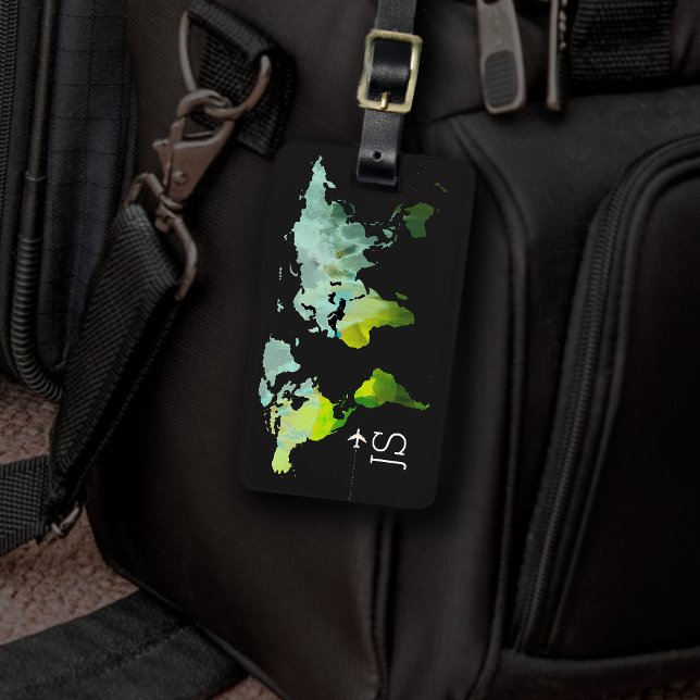 Étiquette À Bagage Carte du monde Abstrait voyage personnalisé (Créateur téléchargé)