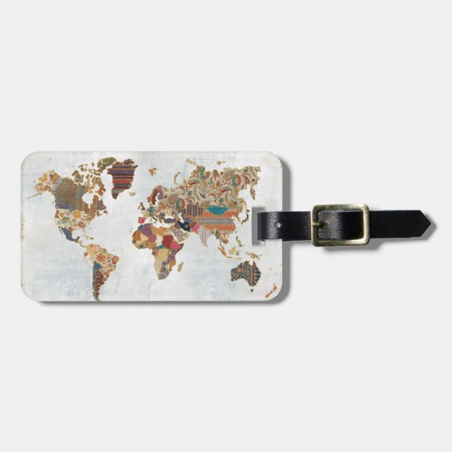 Étiquette À Bagage Carte du monde de motif (Devant horizontal)