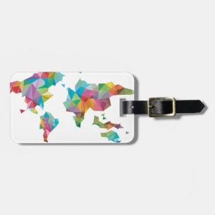 Étiquette À Bagage Carte du monde faite de formes géométriques