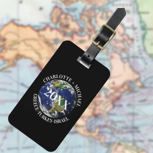 Étiquette À Bagage Carte du monde noir toponymique croisières noms an