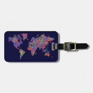 Étiquette À Bagage Carte du monde, peinture d'action