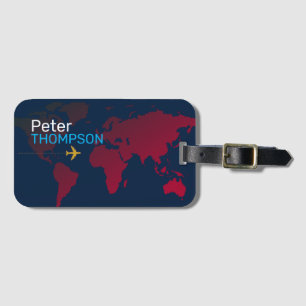Étiquette À Bagage carte du monde personnalisée et élégante