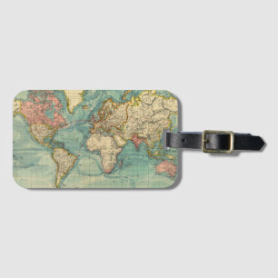Étiquette À Bagage Carte du monde vintage