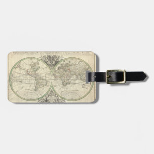 Étiquette À Bagage Carte du monde vintage 17ème siècle Bagage Tag