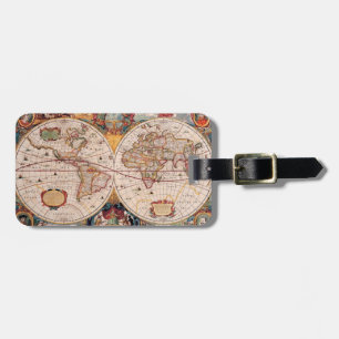 Étiquette À Bagage Carte du monde vintage de 1600