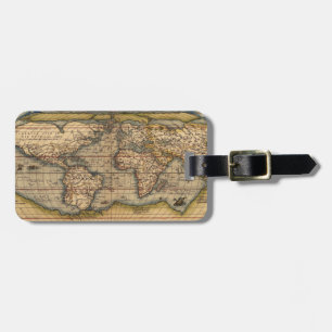 Étiquette À Bagage Carte du monde vintage par Abraham Ortelius 1564