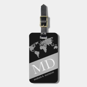 Étiquette À Bagage Carte du Voyageur du monde géométrique Monogramme