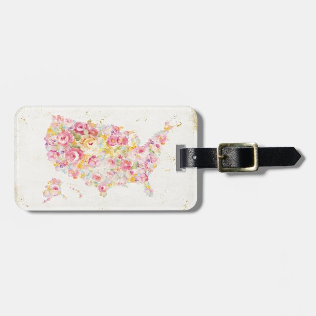 Étiquette À Bagage Carte florale des Etats-Unis (Devant horizontal)