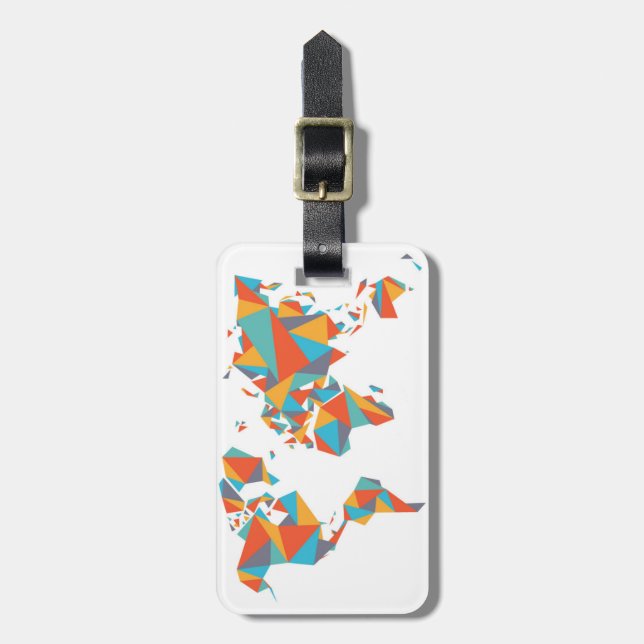 Étiquette À Bagage Carte géométrique abstraite du monde (Devant Vertical)