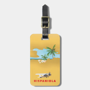 Étiquette À Bagage Carte Hispaniola illustré imprimé.