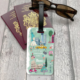 Étiquette À Bagage Carte illustrative de la ville de voyage   Balise 