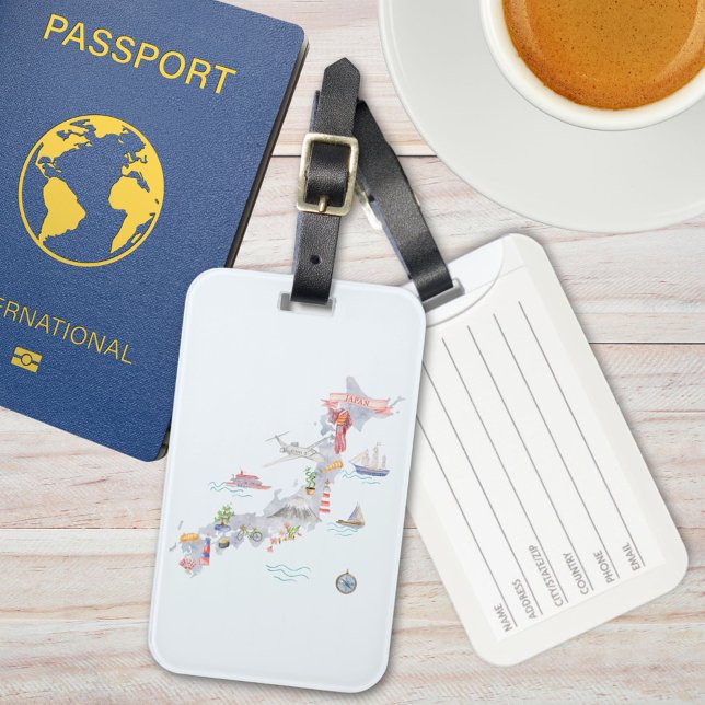 Étiquette À Bagage Carte illustrée du Japon (In situ)